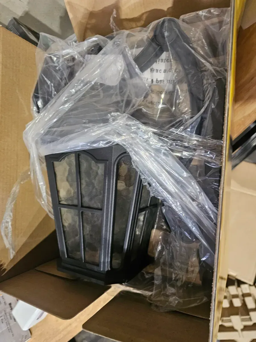 KODA Bentham 19.4 in. 1-Light Black LED Outdoor Wall Light Coach Sconce with Hammered Glass Dusk to Dawn (Bulb Included) - image 2