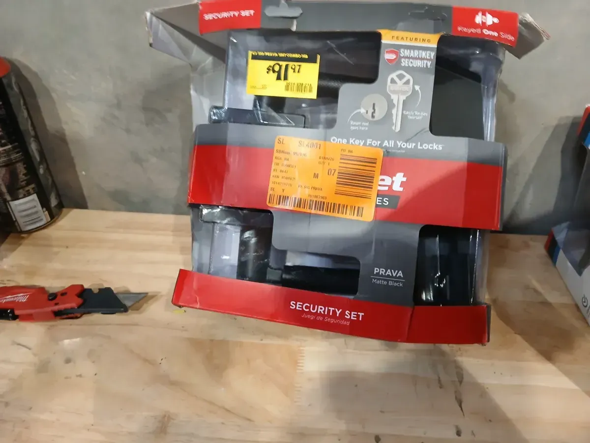 Kwikset Prava Matte Black Keyed Entry Door Handle with Single Cylinder Deadbolt Combo Pack Featuring SmartKey Security - image 2