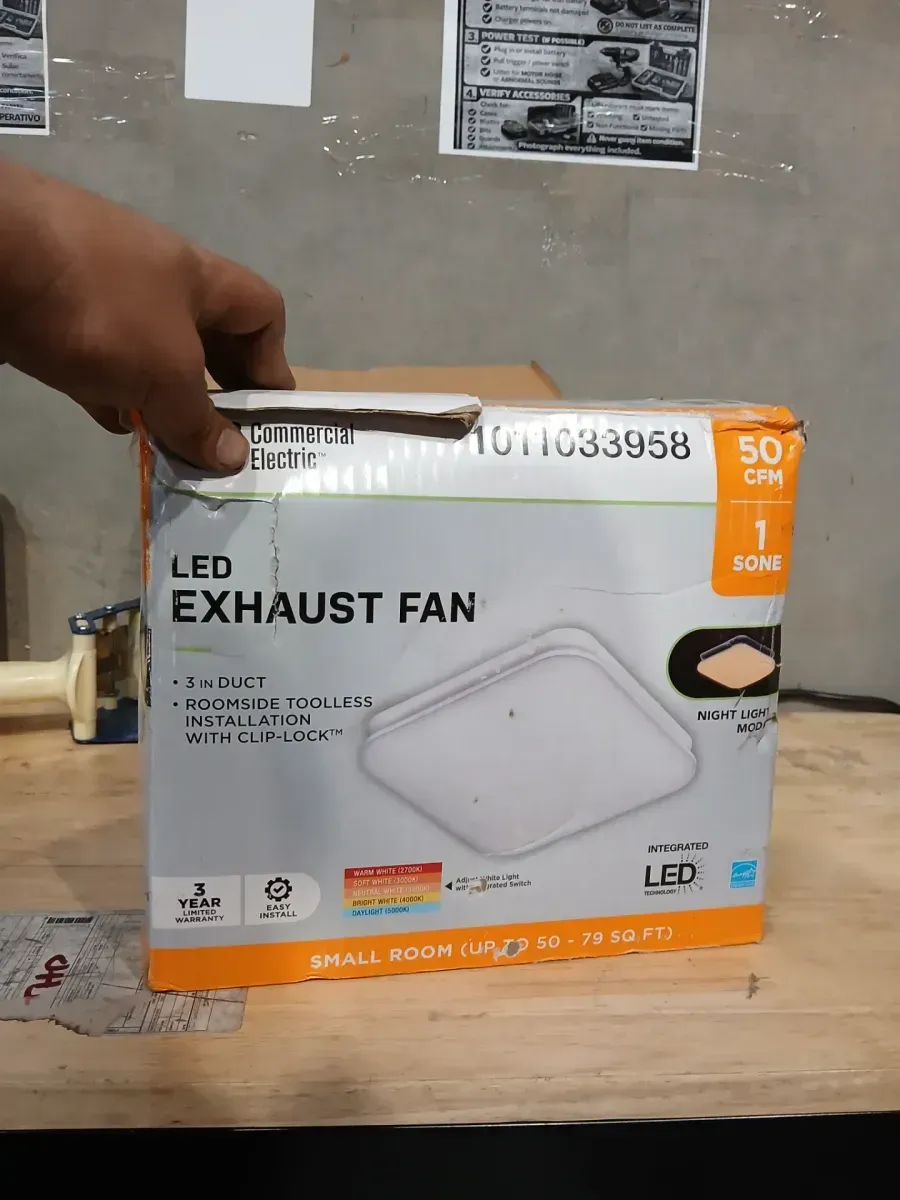 Commercial Electric 50 CFM Ceiling/Wall Mount Roomside Installation Bathroom Exhaust Fan with Adjustable CCT LED, Night Light, ENERGY STAR - image 2