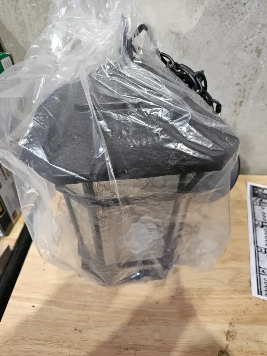 KODA Williams 14 in. 1-Light Black Dimmable Outdoor Pendant Light with Clear Glass and 8-Watt LED Bulb - image 3