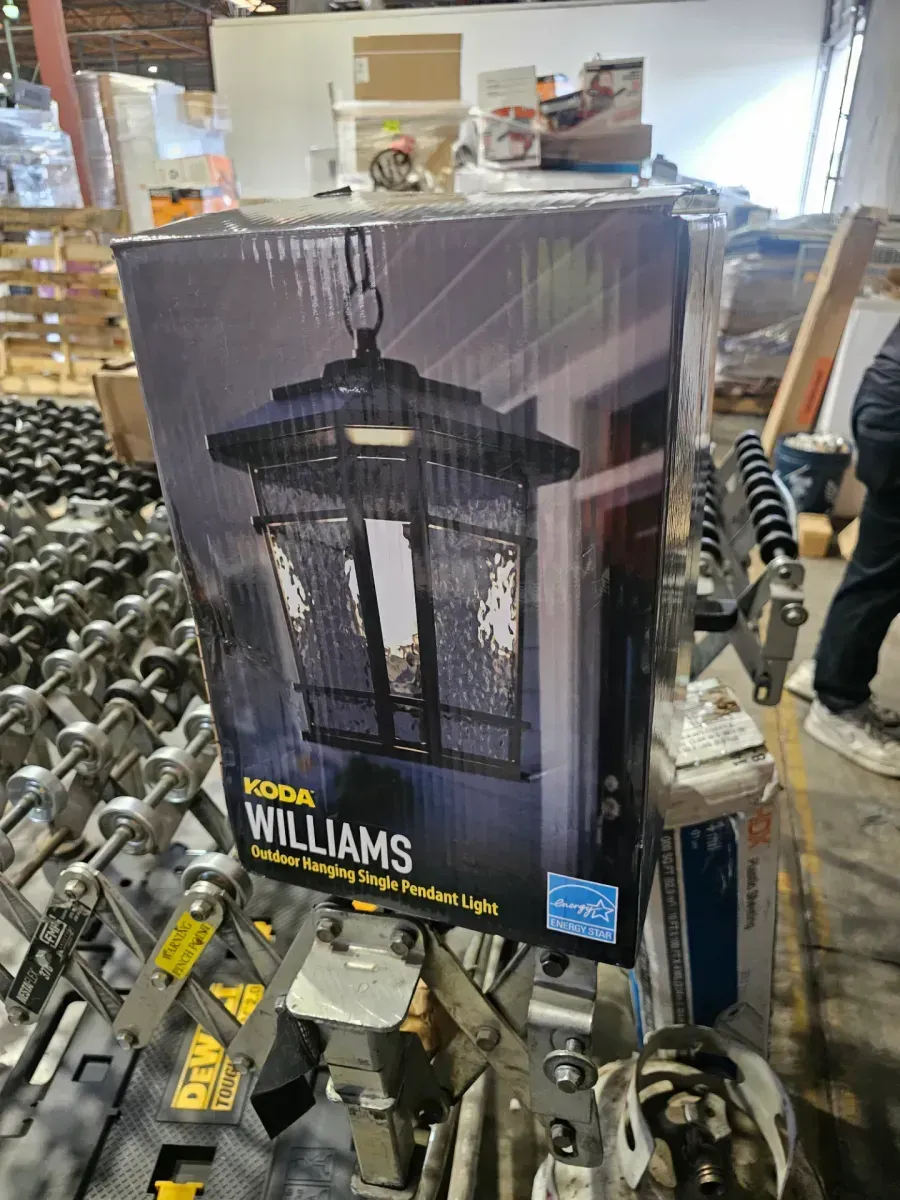 KODA Williams 14 in. 1-Light Black Dimmable Outdoor Pendant Light with Clear Glass and 8-Watt LED Bulb - image 2