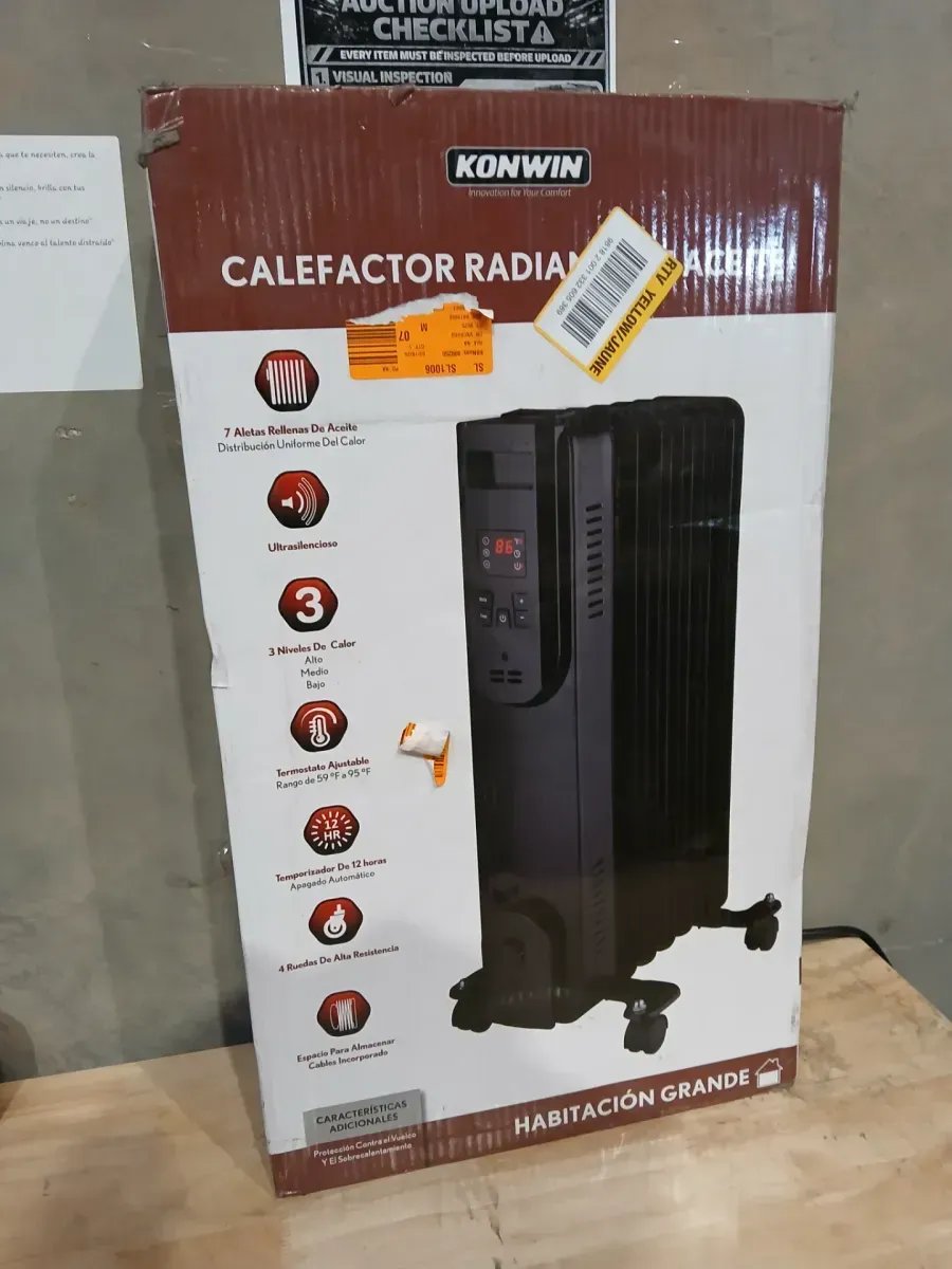 Konwin 1500-Watt Black Indoor Electric Oil-Filled Radiator Convection Radiant Space Heater with Remote Control for Living Space - image 2