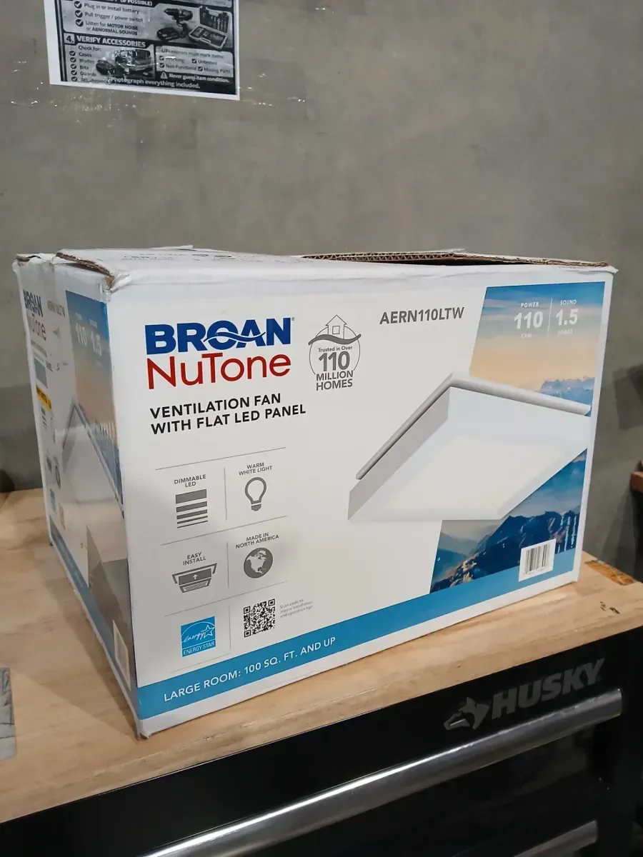 Broan-NuTone Roomside Series, Decorative, White Trim, 110 CFM, Roomside Ceiling Bathroom Exhaust Fan with LED Lighting, ENERGY STAR - image 2