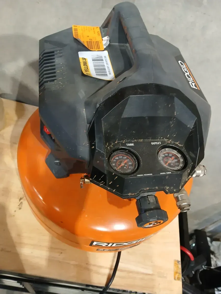RIDGID 6 Gal. 150 PSI Portable Electric Oil-Free Jobsite Pancake Air Compressor with Dual Pressure Gauges and 2-Quick Couplers - image 2