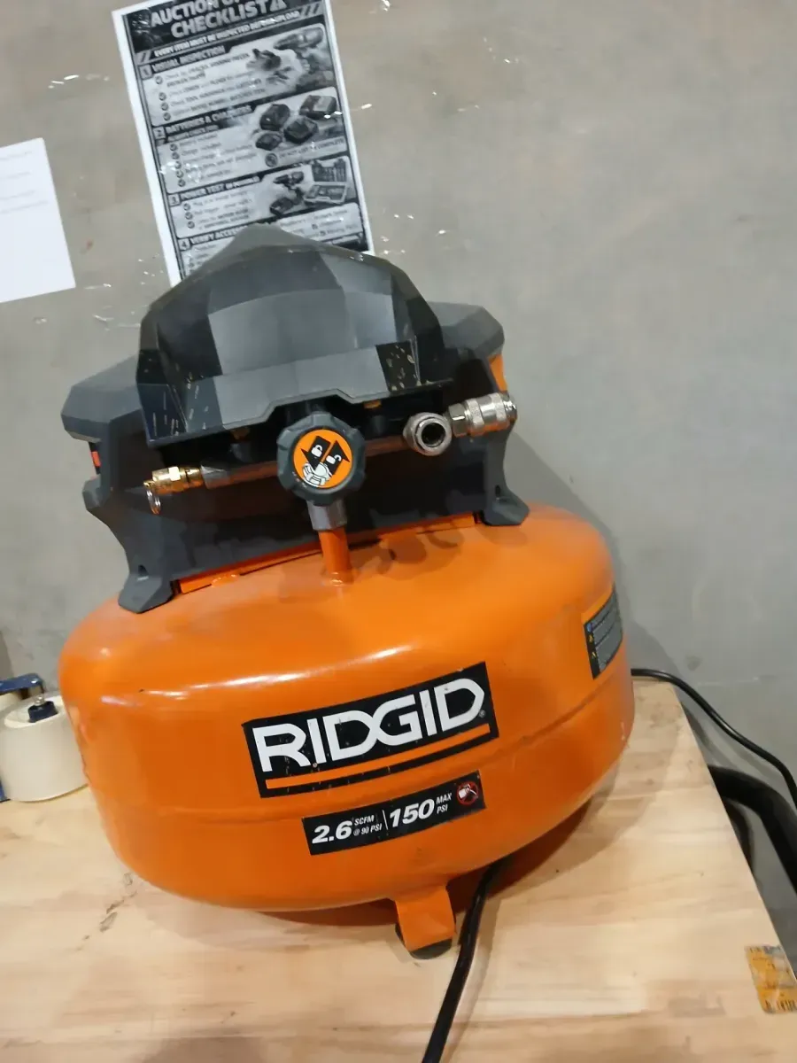 RIDGID 6 Gal. 150 PSI Portable Electric Oil-Free Jobsite Pancake Air Compressor with Dual Pressure Gauges and 2-Quick Couplers - image 3