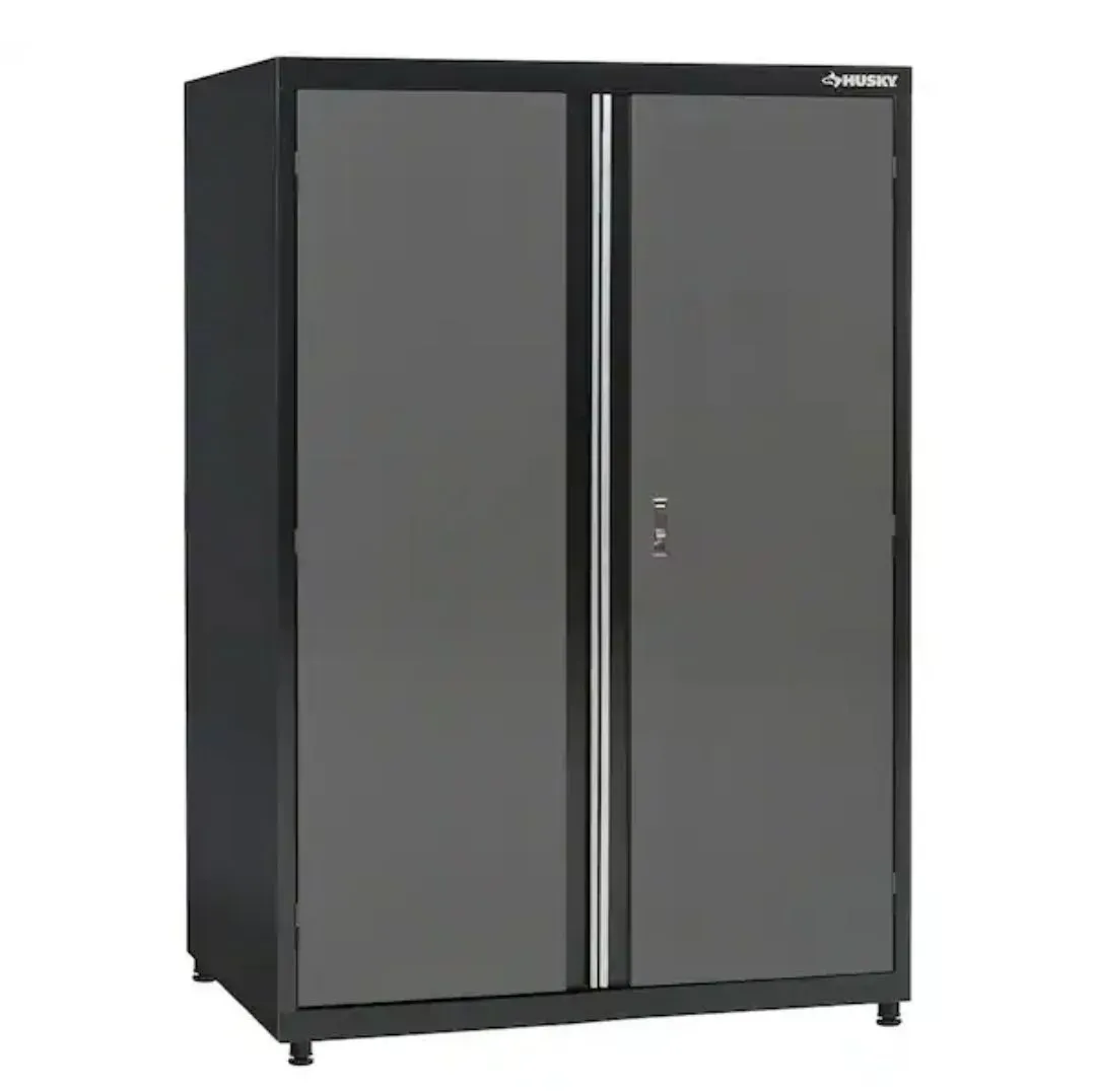 Husky Regular Duty 46 in. W x 72 in. H x 24 in. D 4-Shelf 22-Gauge Steel Freestanding Garage Storage Cabinet in Black and Gray - image 1