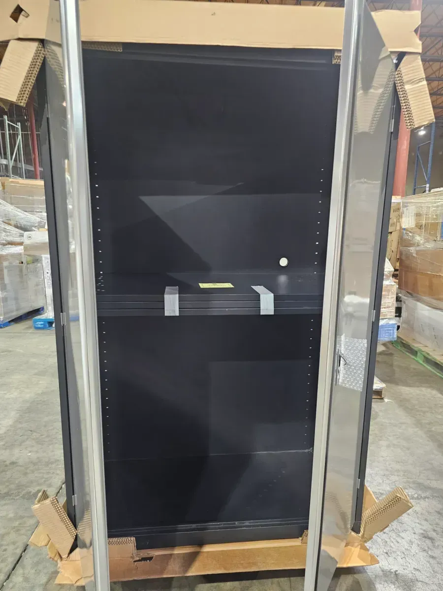 Husky Regular Duty 46 in. W x 72 in. H x 24 in. D 4-Shelf 22-Gauge Steel Freestanding Garage Storage Cabinet in Black and Gray - image 2