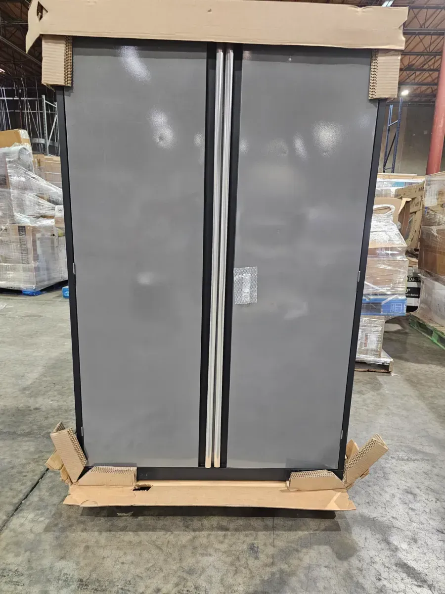 Husky Regular Duty 46 in. W x 72 in. H x 24 in. D 4-Shelf 22-Gauge Steel Freestanding Garage Storage Cabinet in Black and Gray - image 4