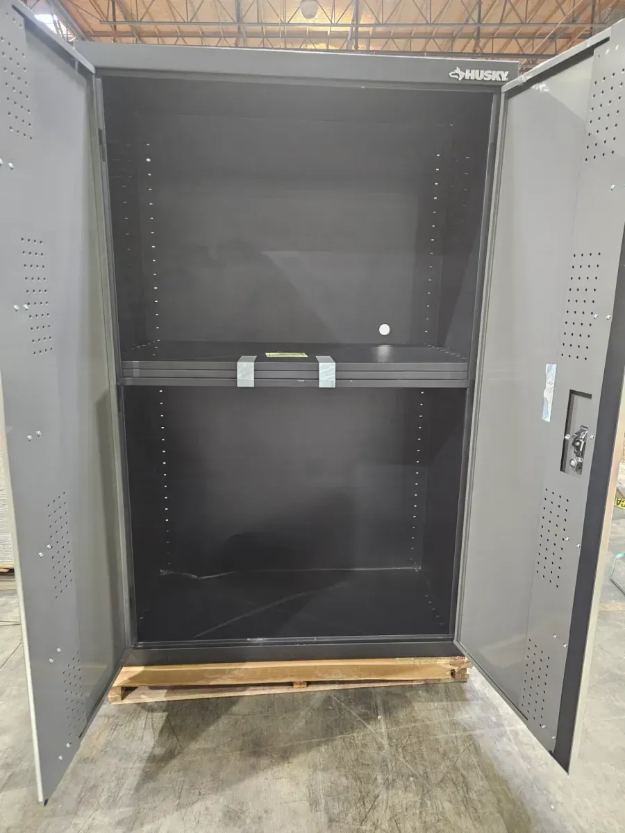 Husky Regular Duty 46 in. W x 72 in. H x 24 in. D 4-Shelf 22-Gauge Steel Freestanding Garage Storage Cabinet in Black and Gray - image 3