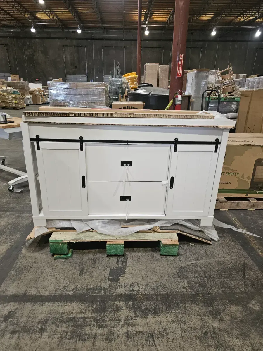 Glacier Bay Brindley 60 in. Double Sink Freestanding White Bath Vanity with White Engineered Stone Top (Assembled) - image 3