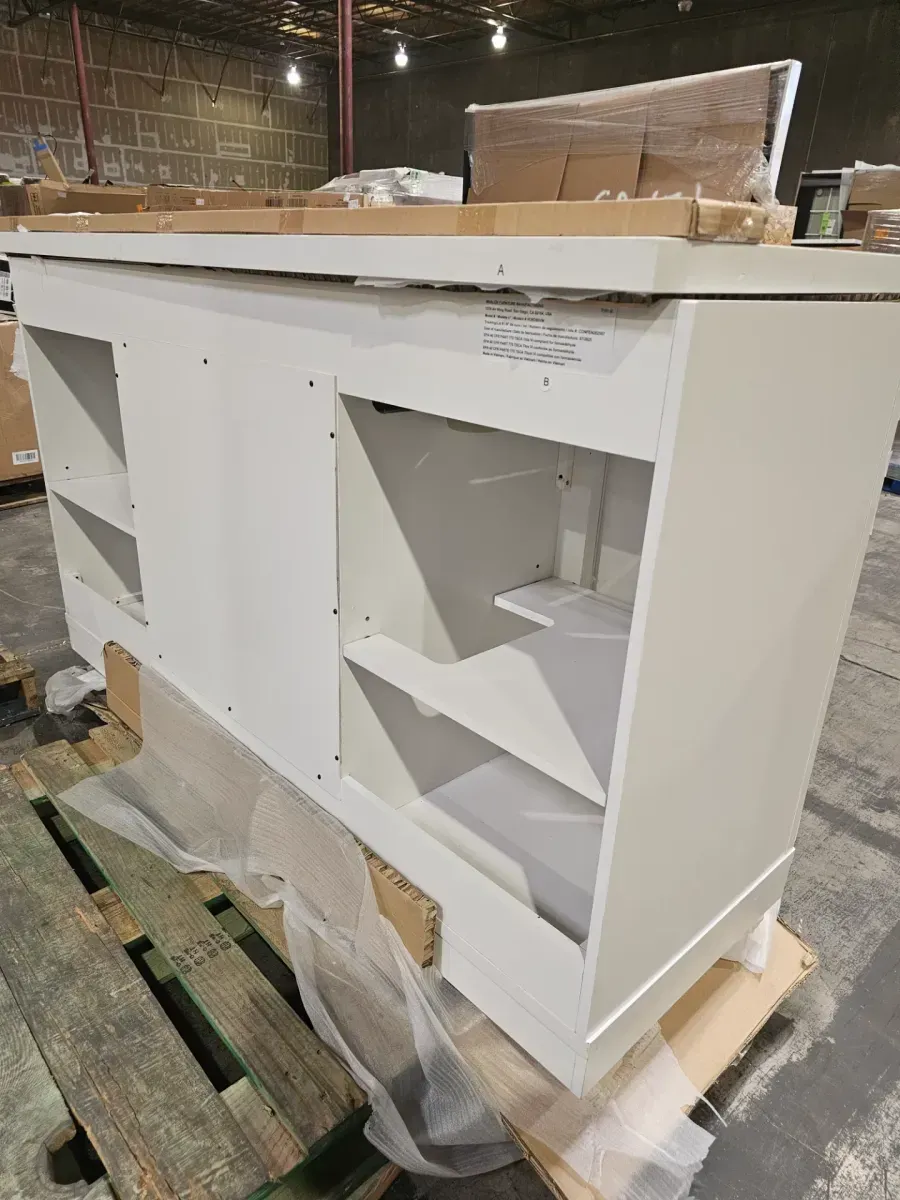 Glacier Bay Brindley 60 in. Double Sink Freestanding White Bath Vanity with White Engineered Stone Top (Assembled) - image 6