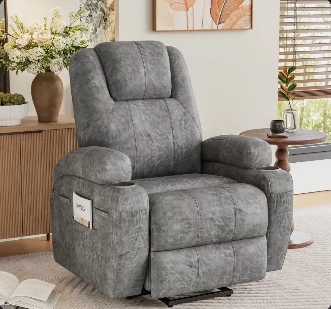 Modern Upholstered Recliner Chair with Cup Holders and Side Pockets - image 1