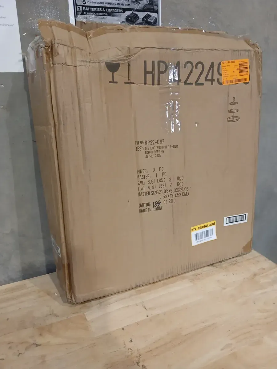 A & B Home Woodruff 3-Tier Round Serving Weathered Natural Tray - image 2