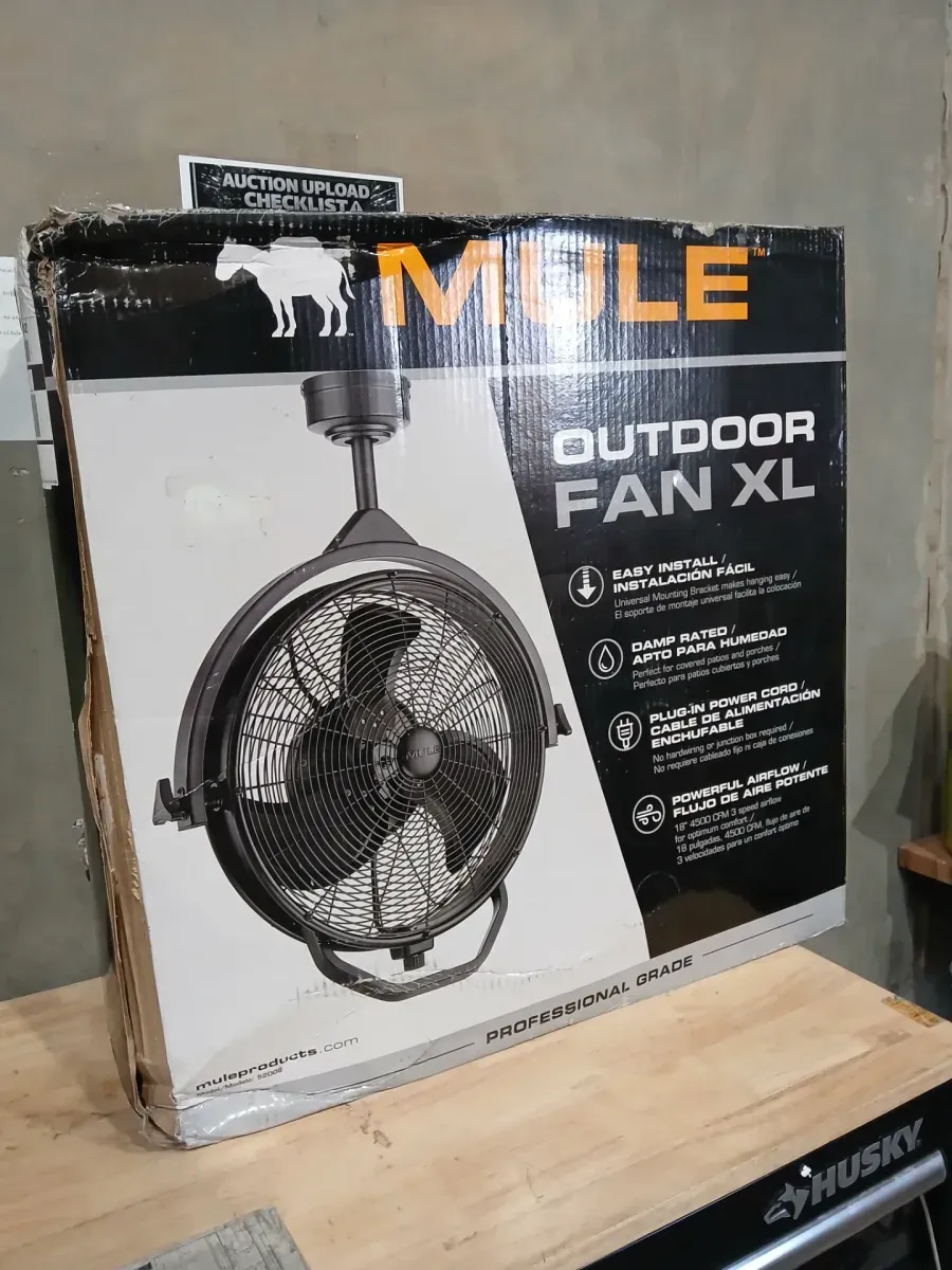 MULE Ceiling Mount Fan XL Indoor or Outdoor Matte Black 18 in. 3-Speed High Velocity Max. 5400 CFM, Downrod Included - image 2