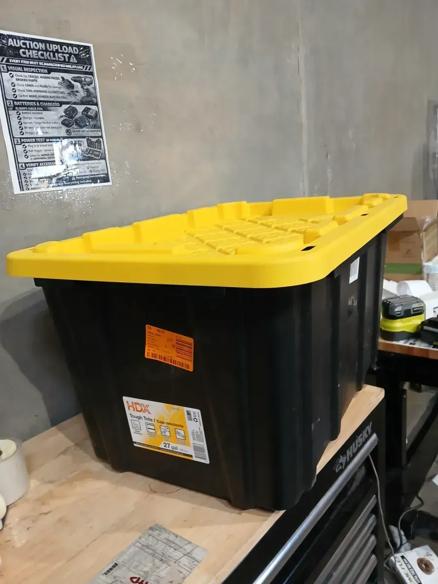 HDX 27 Gal. Tough Storage Tote in Black and Yellow - image 2