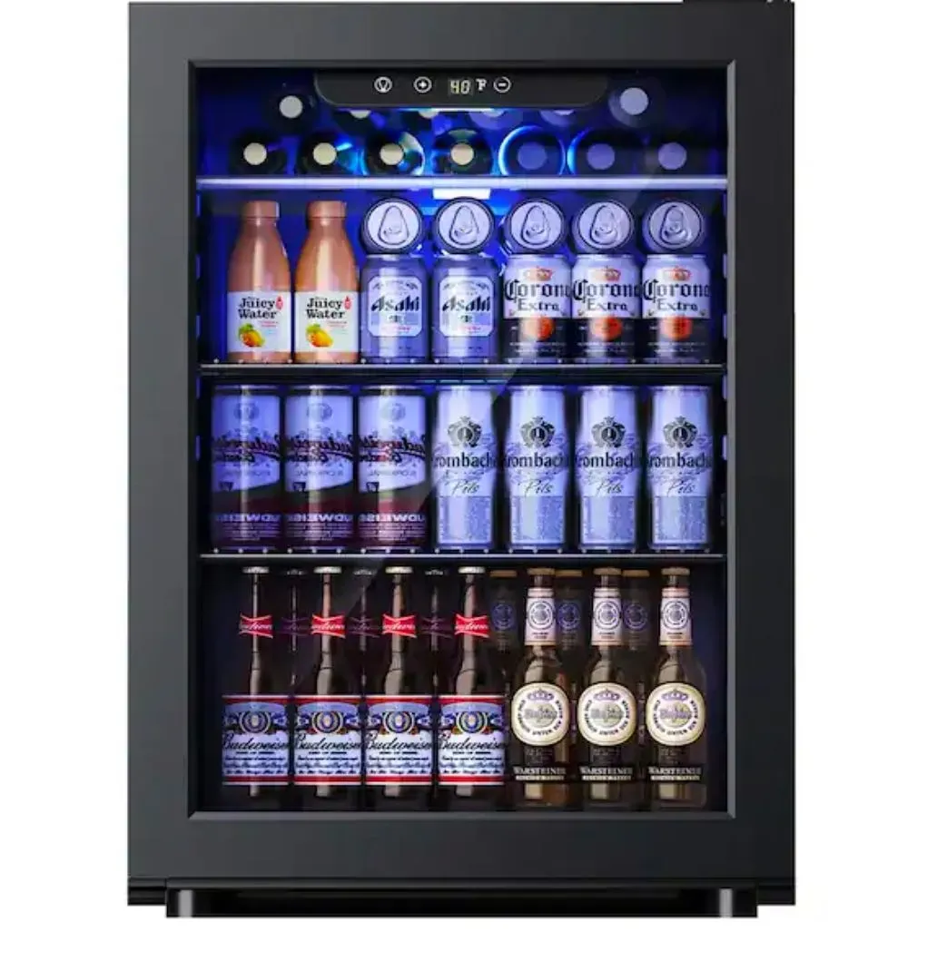 SIMZLIFE 17.4 in. Single Zone 100-Cans Freestanding/Countertop Beverage Refrigerator Cooler Fridge in Black, Frost-Free - image 2