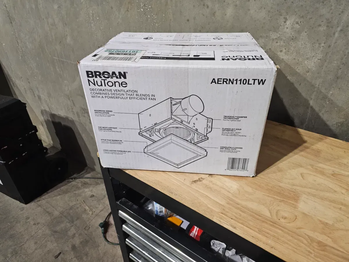 Broan-NuTone Roomside Series, Decorative, White Trim, 110 CFM, Roomside Ceiling Bathroom Exhaust Fan with LED Lighting, ENERGY STAR - image 2