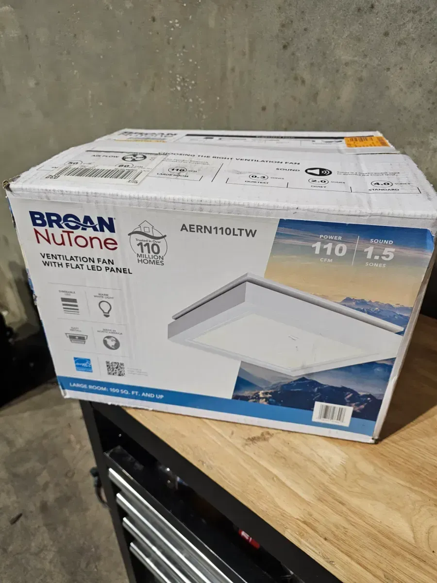Broan-NuTone Roomside Series, Decorative, White Trim, 110 CFM, Roomside Ceiling Bathroom Exhaust Fan with LED Lighting, ENERGY STAR - image 3