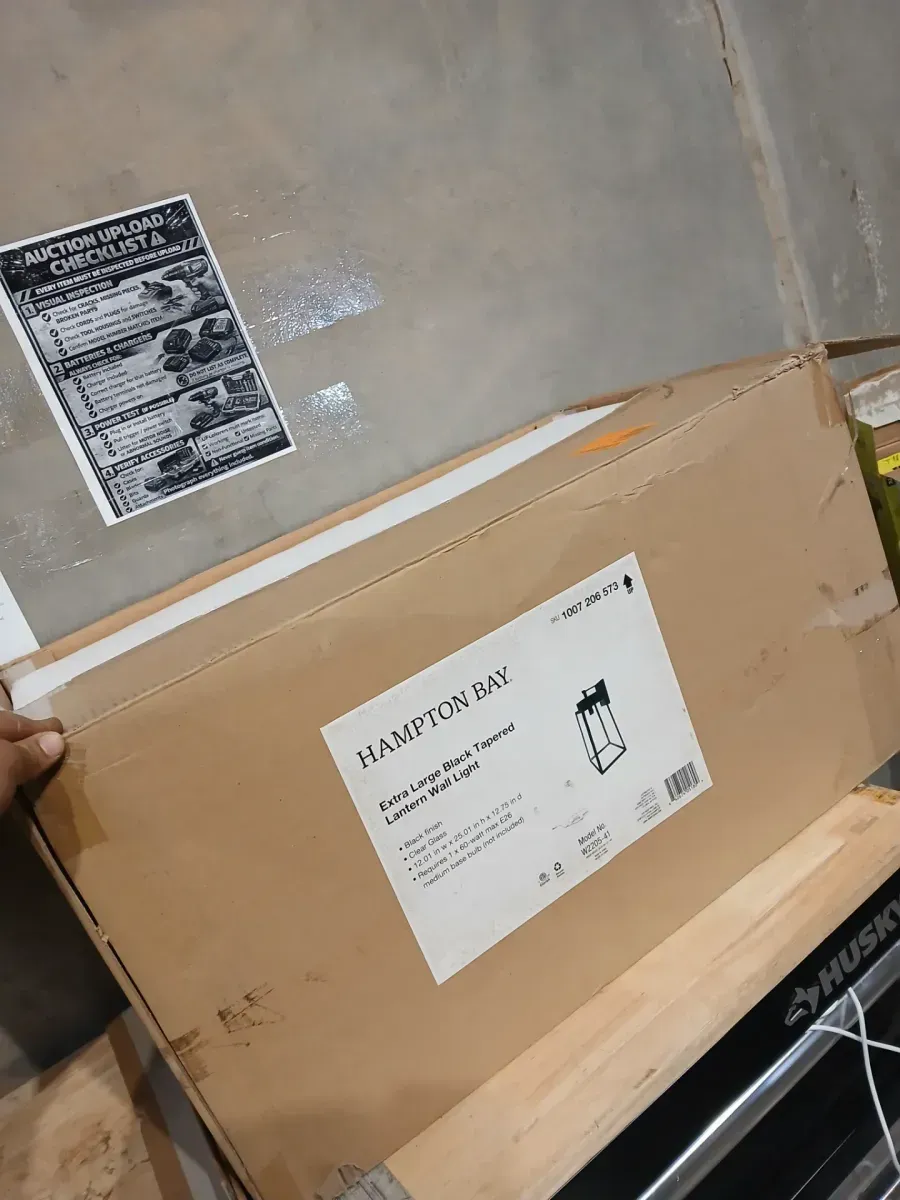 Hampton Bay Corbin Extra Large 25 in. Modern 1-Light Black Hardwired Tapered Outdoor Wall Light Lantern Sconce with Clear Glass - image 2