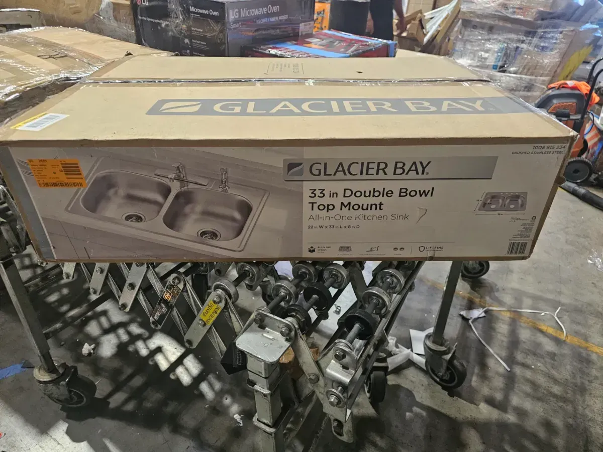 Glacier Bay 33 in. Drop-In 50/50 Double Bowl 20 Gauge Stainless Steel Kitchen Sink with Faucet and Sprayer - image 4