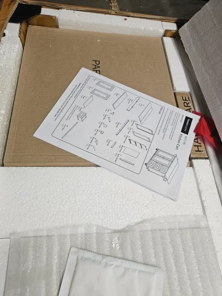 HOMESTYLES Dolly Madison White Kitchen Cart with Natural Wood Top - image 3