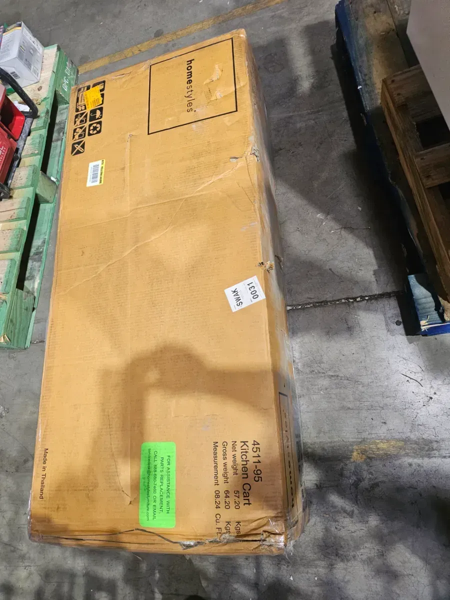 HOMESTYLES Dolly Madison White Kitchen Cart with Natural Wood Top - image 2