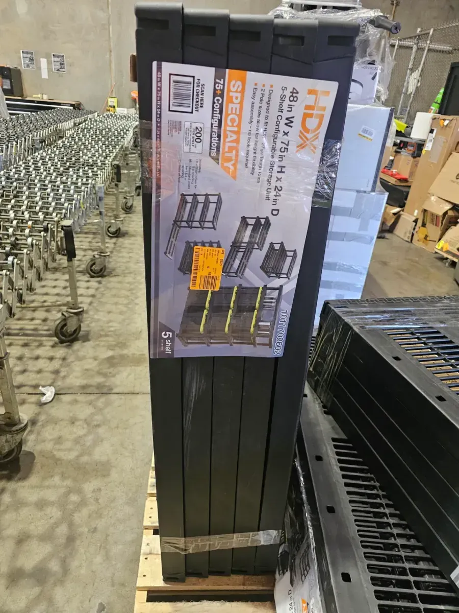 HDX 5 Tier Plastic Adjustable Garage Storage Shelving Unit in Black (48 in. W x 75 in. H x 24 in. D) - image 3