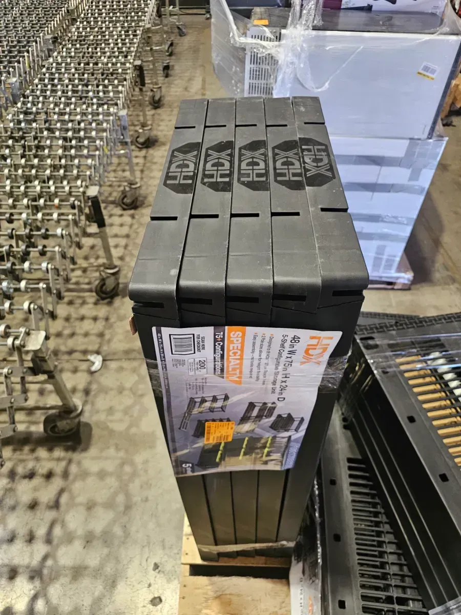 HDX 5 Tier Plastic Adjustable Garage Storage Shelving Unit in Black (48 in. W x 75 in. H x 24 in. D) - image 2