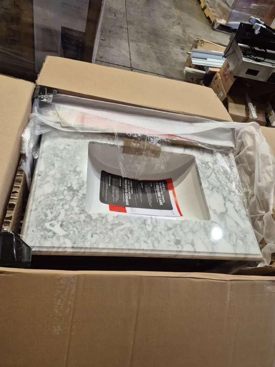 Home Decorators Collection Sonoma 30 in. Single Sink Almond Latte Bath Vanity with Carrara Marble Top (Assembled) - image 2