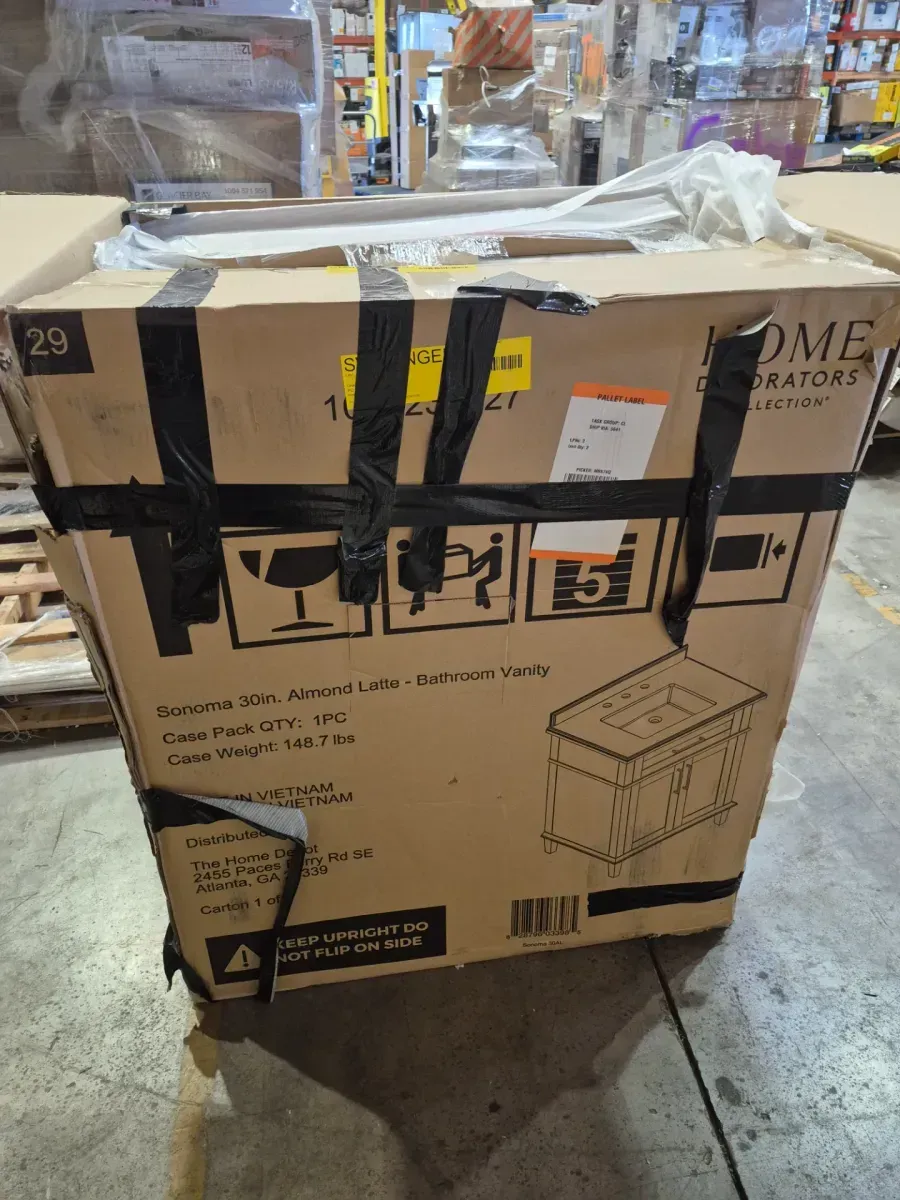 Home Decorators Collection Sonoma 30 in. Single Sink Almond Latte Bath Vanity with Carrara Marble Top (Assembled) - image 4