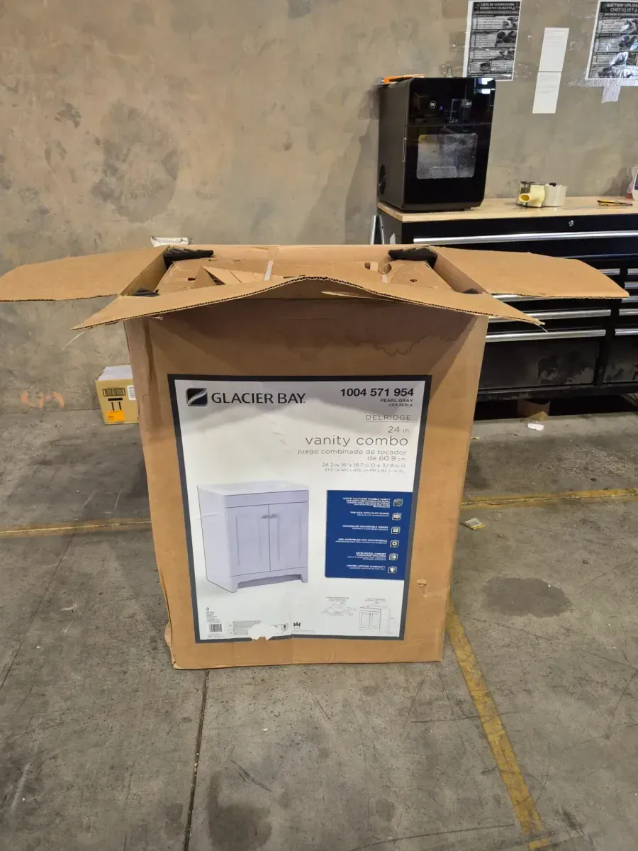 Glacier Bay Delridge 25 in. Single Sink Pearl Gray Bath Vanity with White Cultured Marble Top (Assembled) - image 3