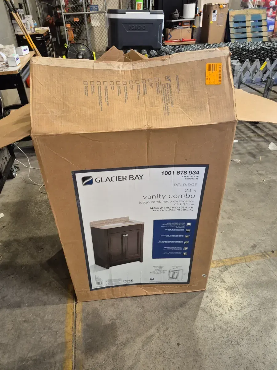 Glacier Bay Delridge 25 in. Single Sink Chocolate Bath Vanity with Caramel Cultured Marble Top (Assembled) - image 3