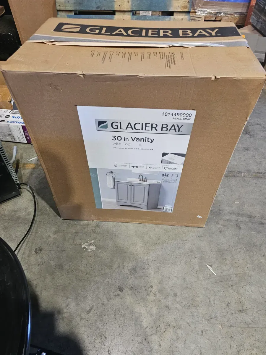 Glacier Bay 31 in. Single Sink Pearl Gray Bath Vanity with White Cultured Marble Top (Assembled) - image 4