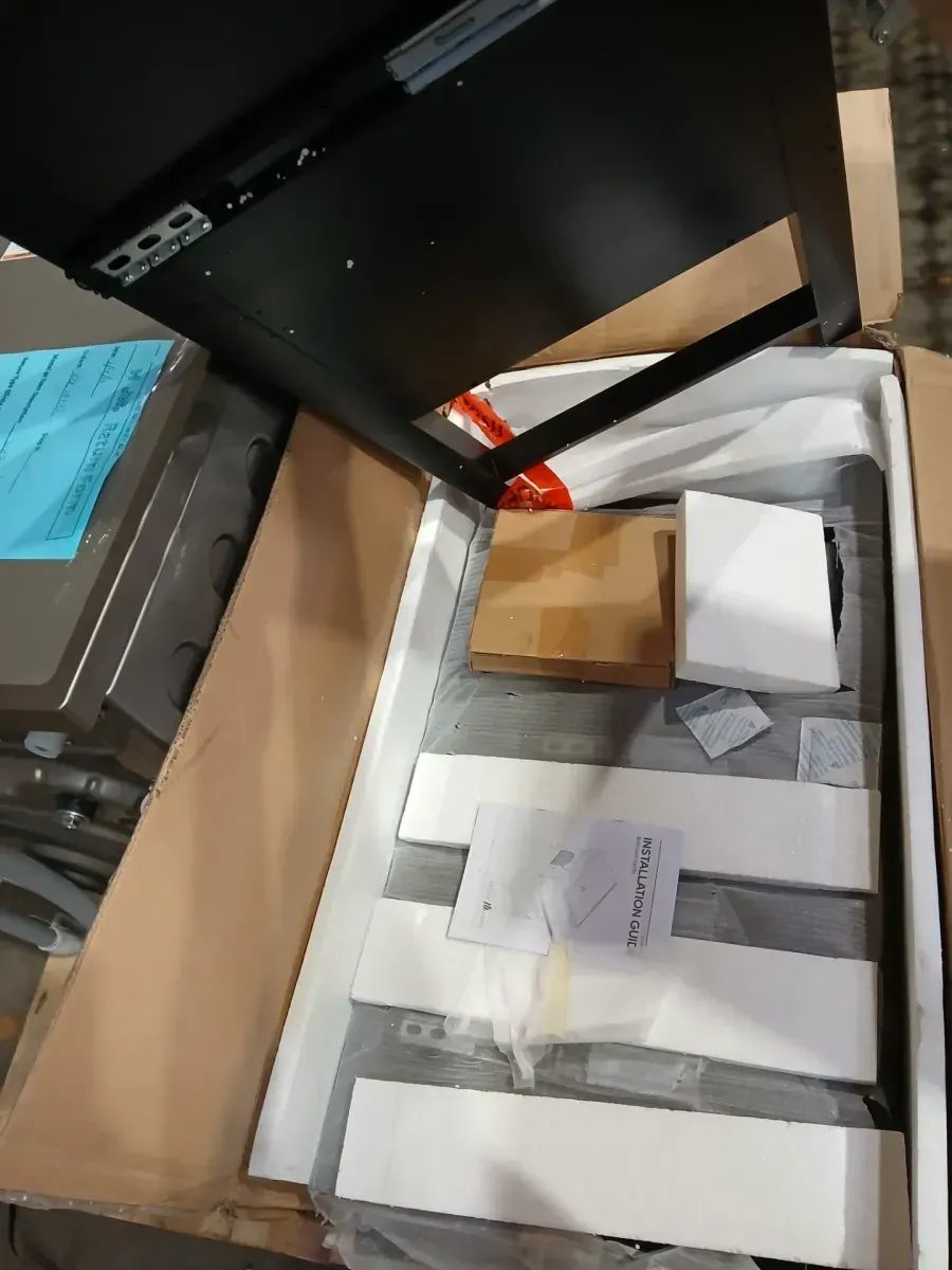 Obsidian 31 in. Single Sink Black Bath Vanity with White Engineered Solid Surface Top and 2 Drawers (Unassembled) - image 4