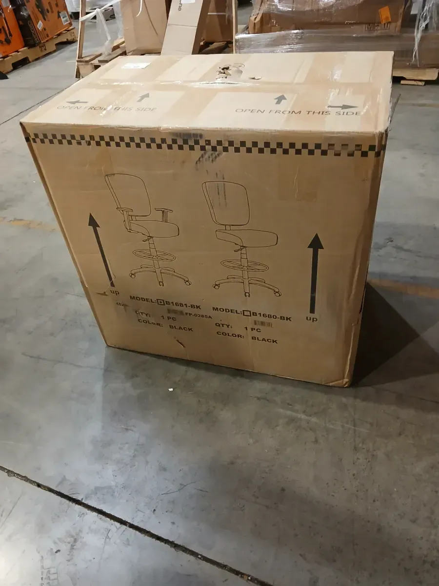 BOSS Office Products Black Modern Style Drafting Chair with Adj Arms - image 2