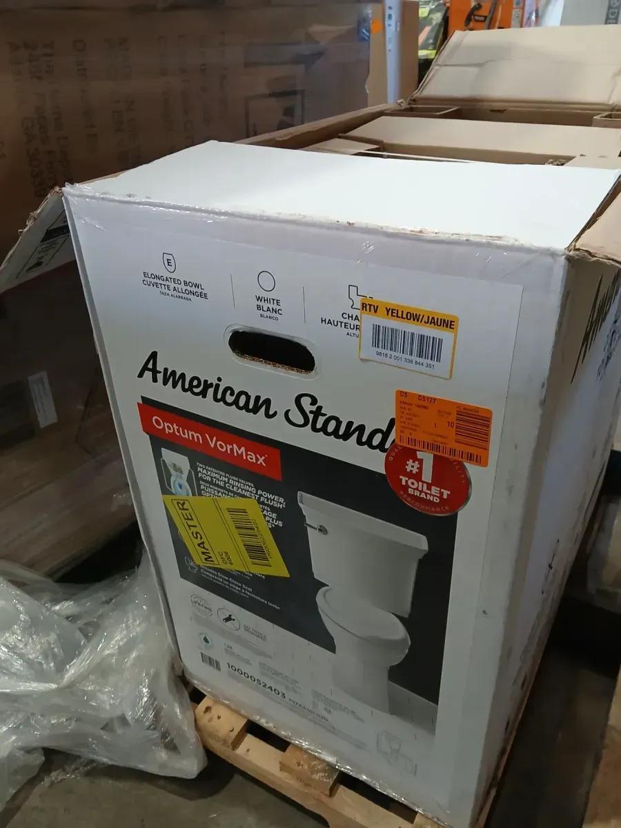 American Standard Optum VorMax Two-Piece 1.28 GPF Single Flush Elongated Chair Height Toilet with Slow-Close Seat in White - image 1