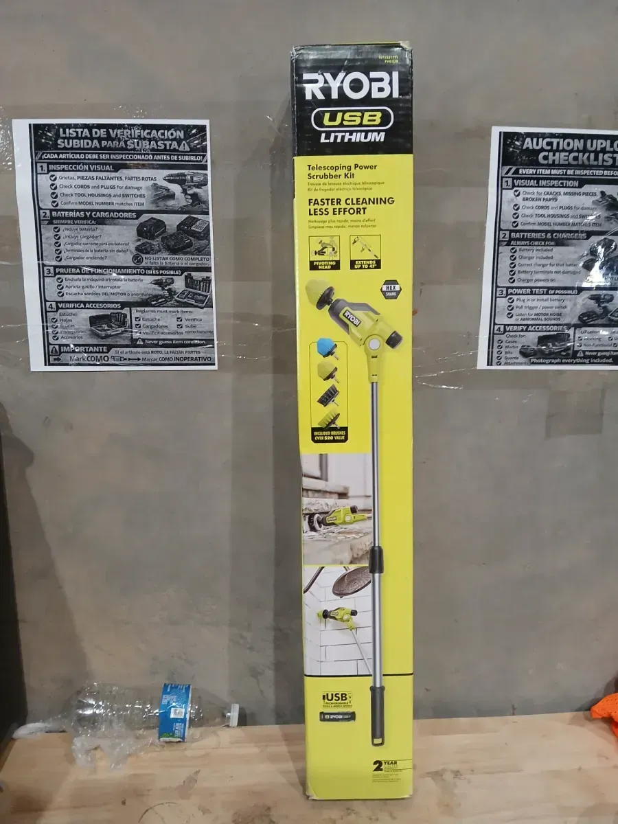 RYOBI USB Lithium Telescoping Power Scrubber Kit with 2Ah Battery, Charging Cable, and Hex Shank Accessories (4-Pieces) - image 2