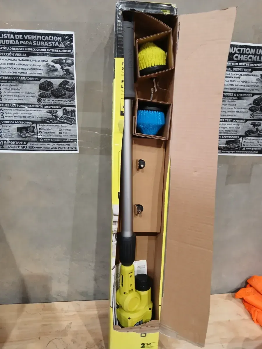 RYOBI USB Lithium Telescoping Power Scrubber Kit with 2Ah Battery, Charging Cable, and Hex Shank Accessories (4-Pieces) - image 4