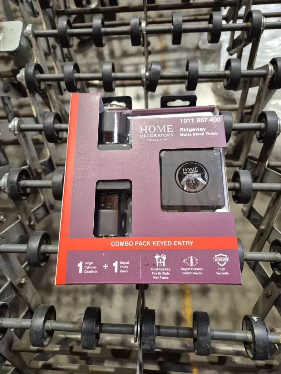 Home Decorators Collection Ridgeway Matte Black Single Cylinder Door Knob Combo Pack with Square Rose Featuring Dual Keyway - image 2