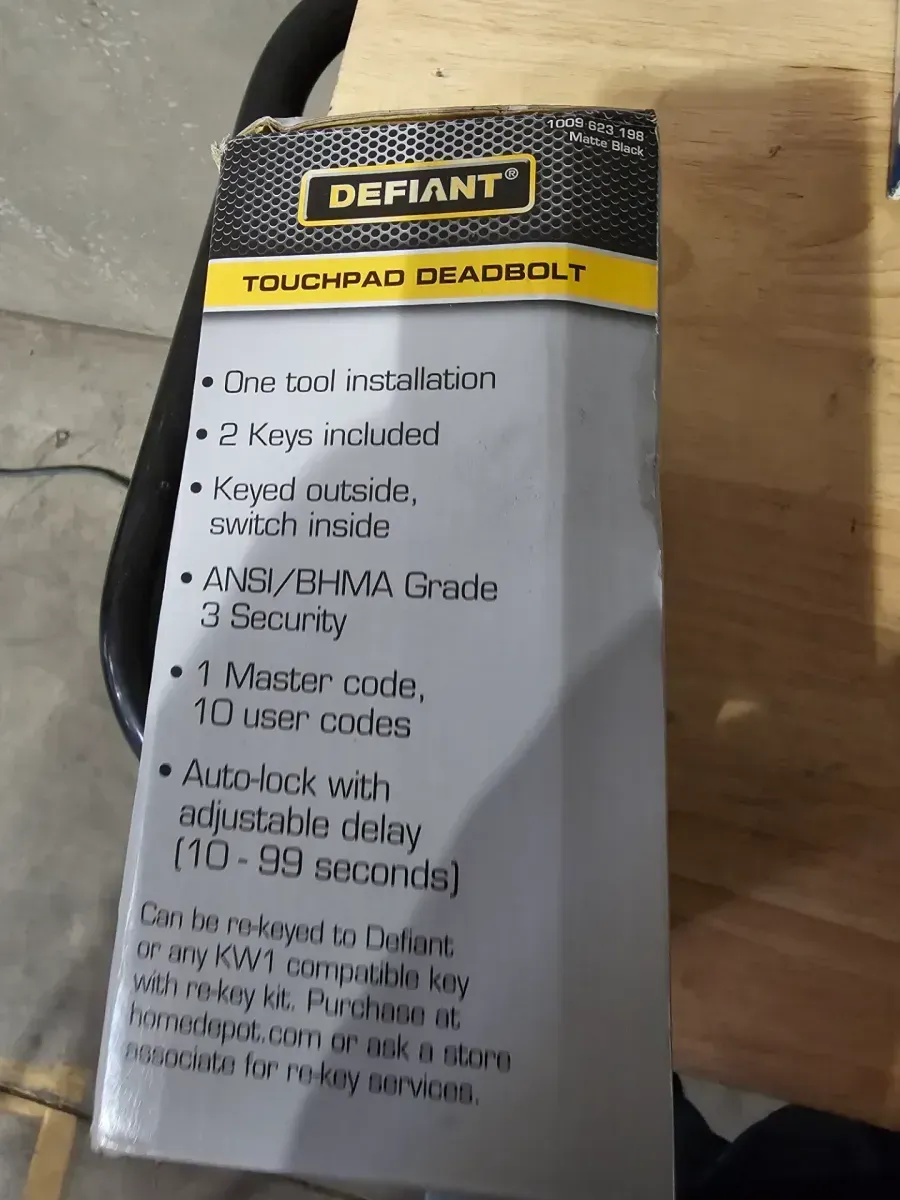 Defiant Square Matte Black Compact Touch Electronic Single Cylinder Deadbolt - image 2