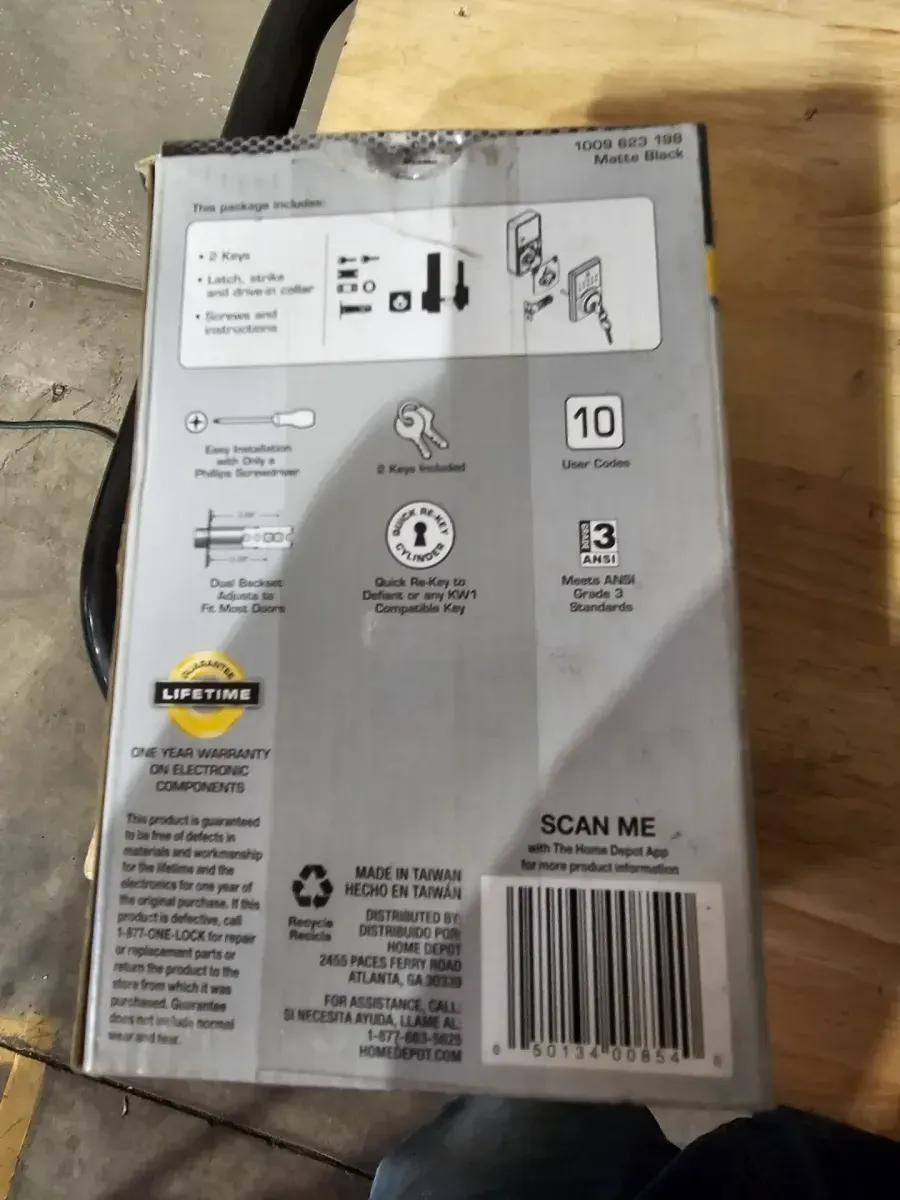 Defiant Square Matte Black Compact Touch Electronic Single Cylinder Deadbolt - image 3