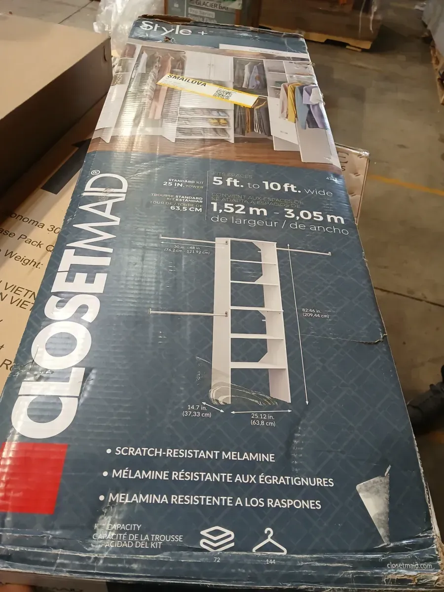 Style+ 84 in. W - 120 in. W White Tower Wall Mount 6-Shelf Wood Closet System (ClosetMaid Style+ 84 in. W - 120 in. W White Tower Wall Mount 6-Shelf Wood Closet System) - image 2