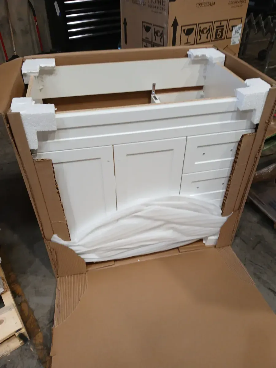 Home Decorators Collection Thornbriar 36 in. W x 22 in. D x 34 in. H Right Side Drawers Vanity Cabinet without Top in Polar White - image 4