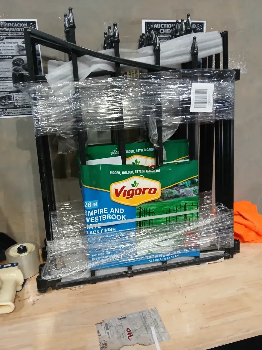 Vigoro 28 in. Empire and Westbrook Black Steel Fence Panel - image 1