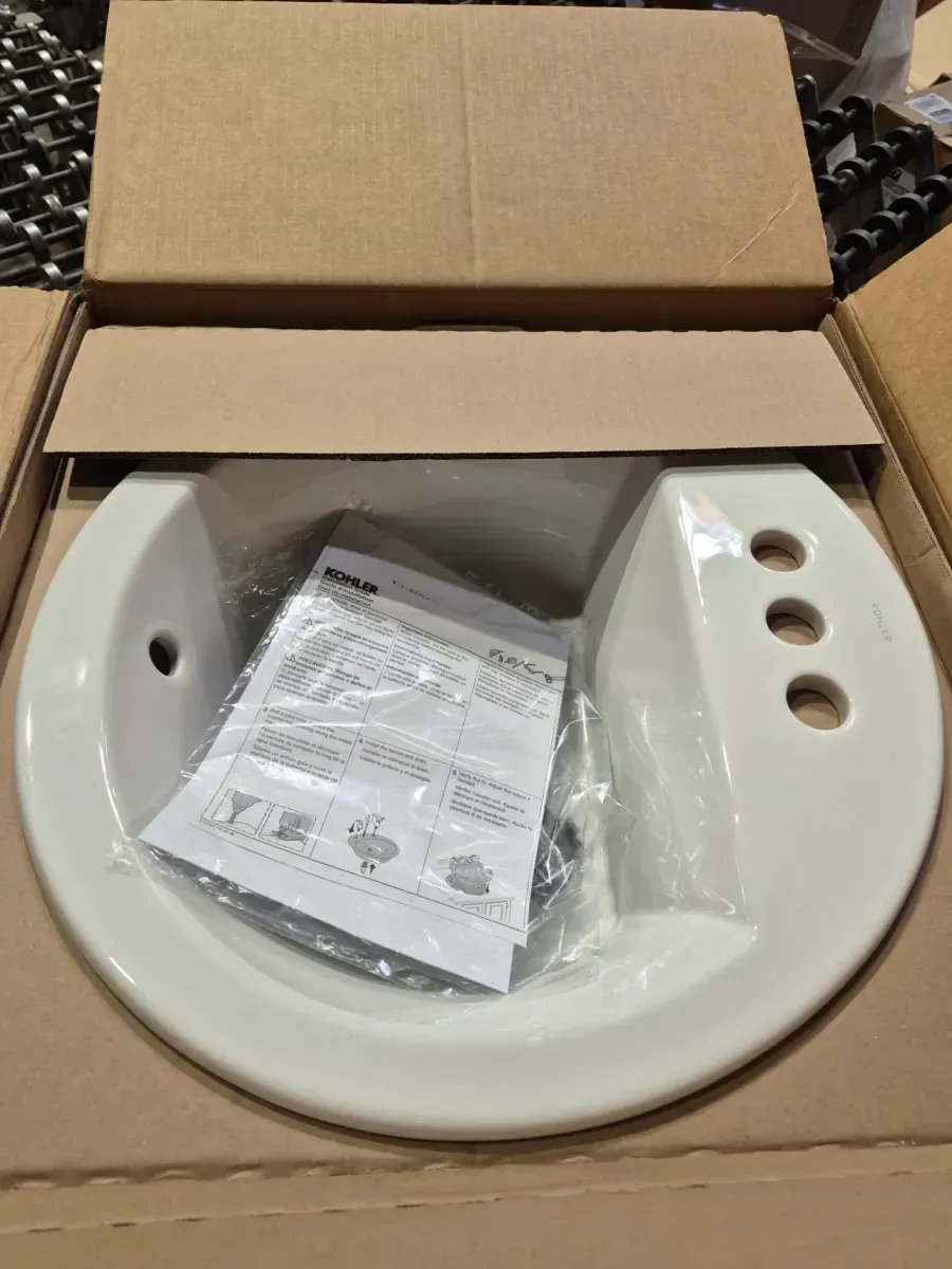 Modern Bathroom Vanity with White Marble Top and Round Sink - image 3