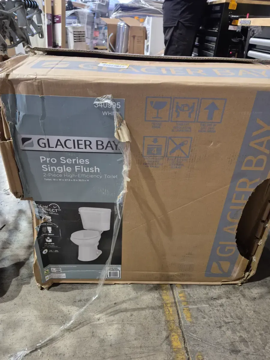 Glacier Bay 12 in. Rough In Two-Piece 1.28 GPF Single Flush Round Toilet in White, Seat Included - image 4