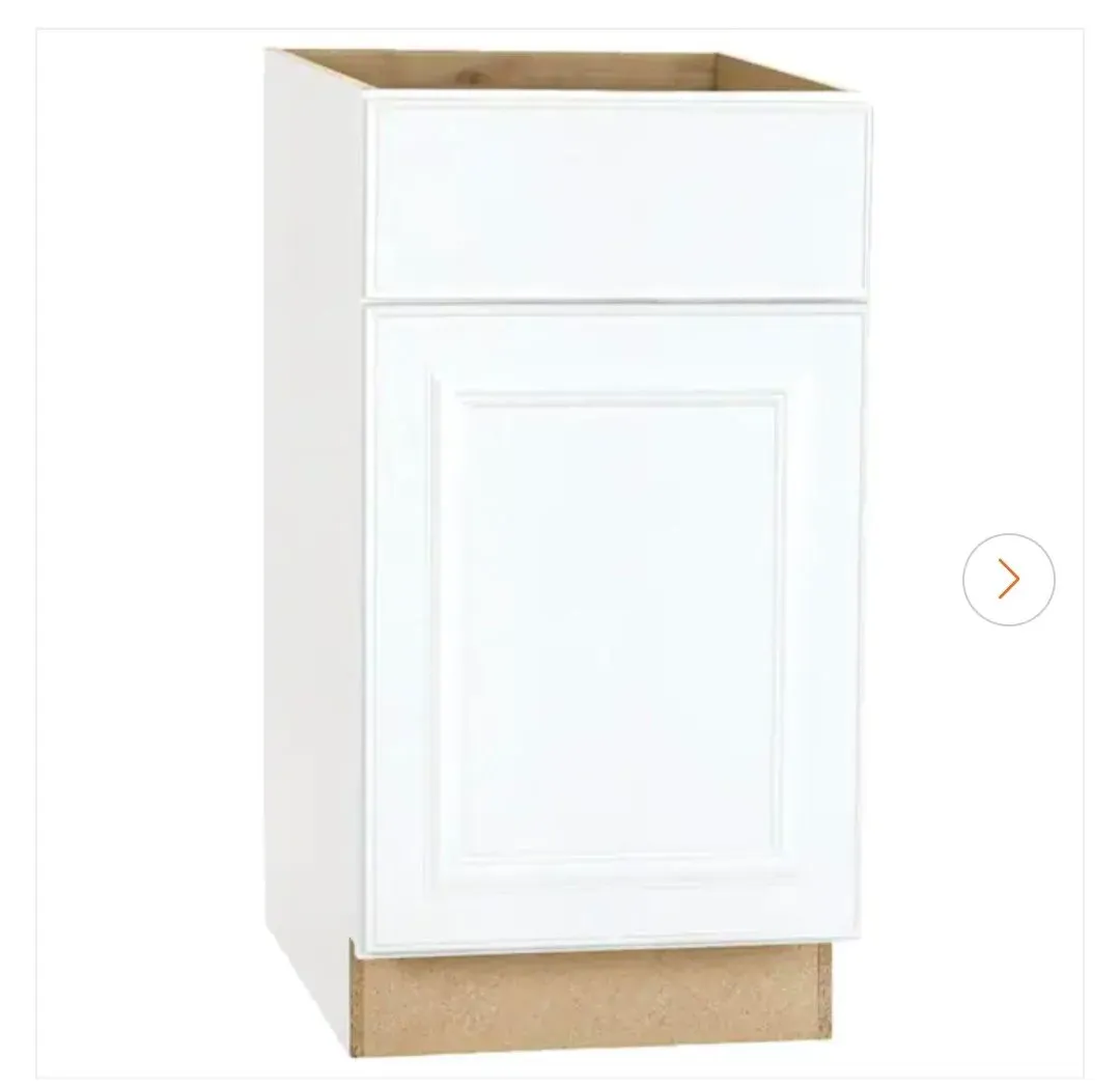 Hampton Bay Hampton 18 in. W x 24 in. D x 34.5 in. H Assembled Base Cabinet in Satin White - image 5