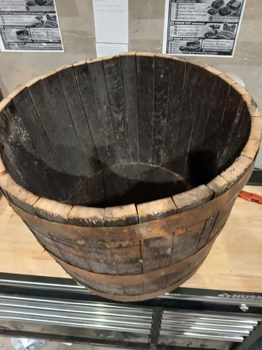 26 in. Dia x 17.5 in. H White Oak Wood Whiskey Barrel - image 2