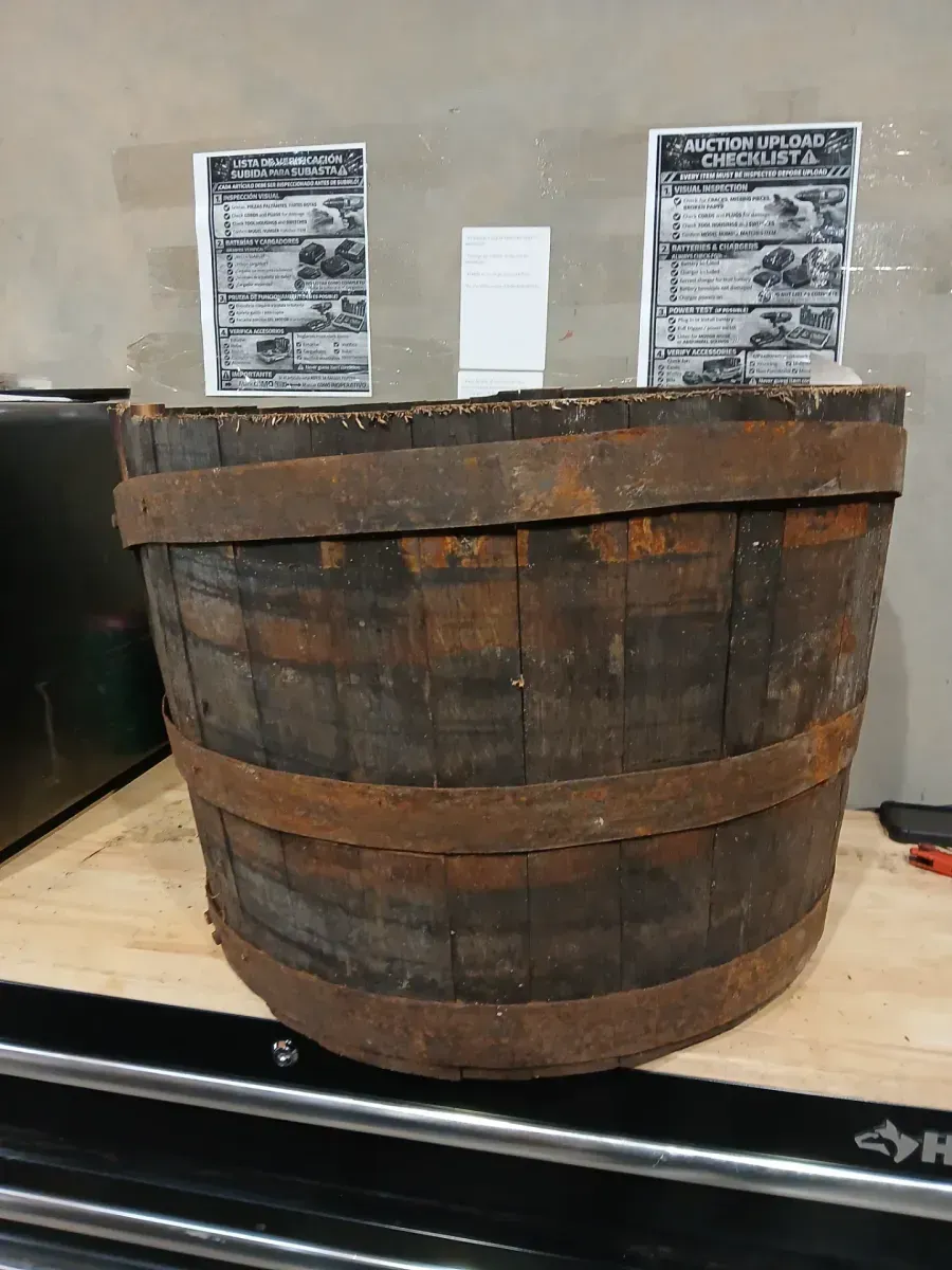 26 in. Dia x 17.5 in. H White Oak Wood Whiskey Barrel - image 4