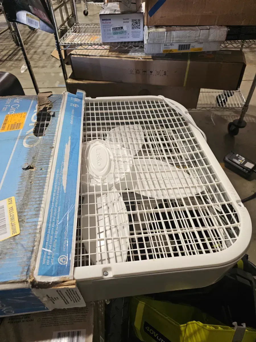 Lasko 20 in. 3 Speed Air Circulating Box Fan for Home in White with Save Smart Technology, 1820 CFM and Carry Handle - image 3